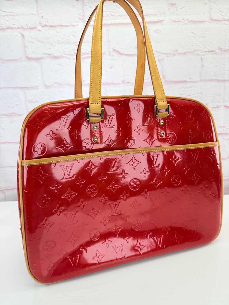 Louis Vuitton Sutton Vernis Red Patent Monogram Tote Large
